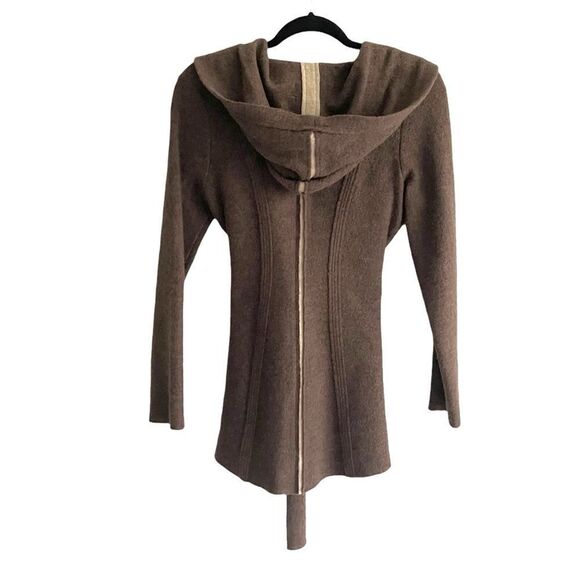 Anthropologie Rosie Neira Wool Tie Waist Belted Cardigan Hood Brown XS - Picture 2 of 5